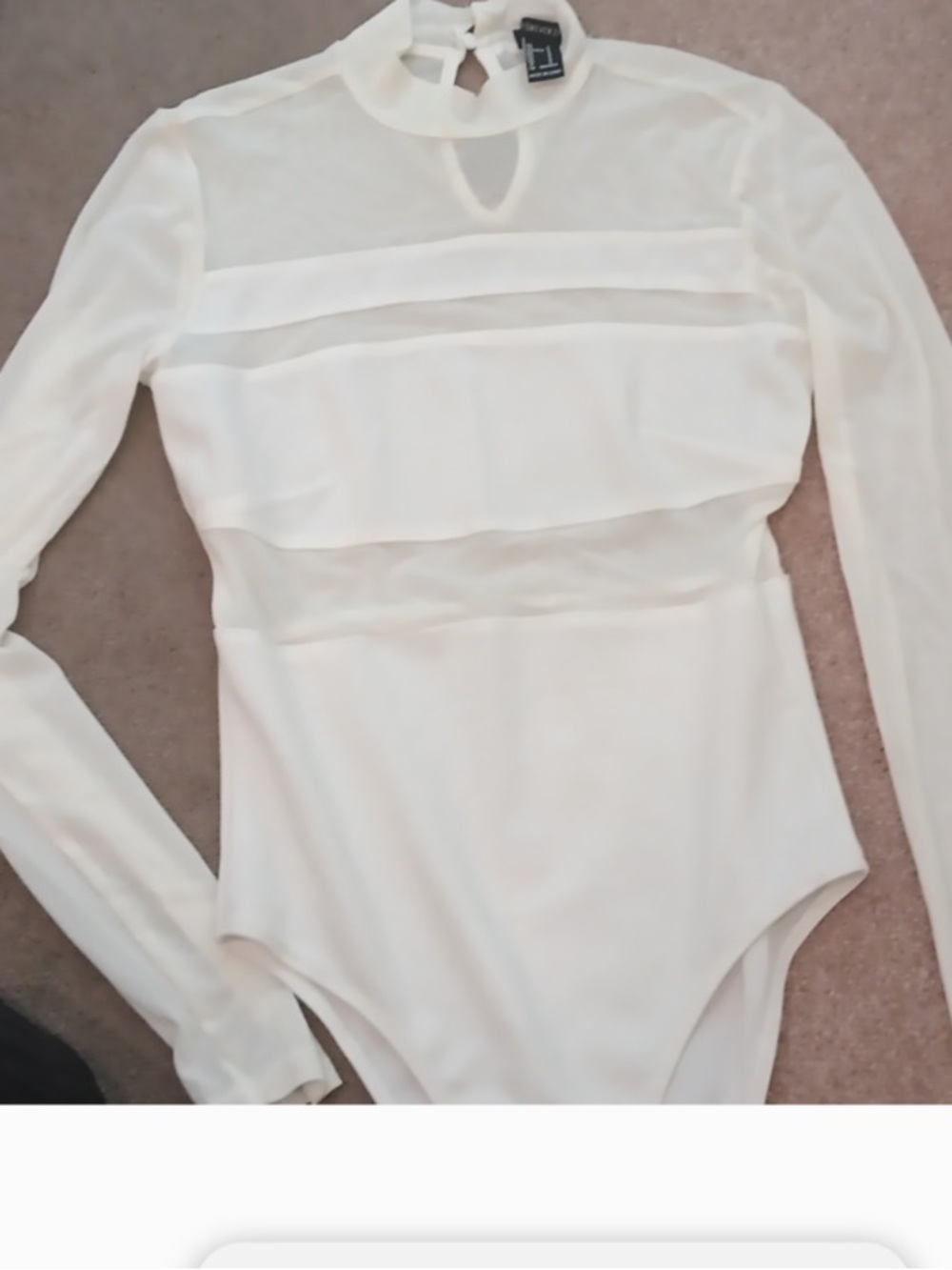 Forever 21 White Long-Sleeve One-Piece Bodysuit